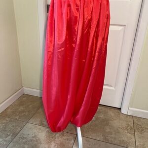 Vibrant Coral Pink Satin Silk Harem Pants